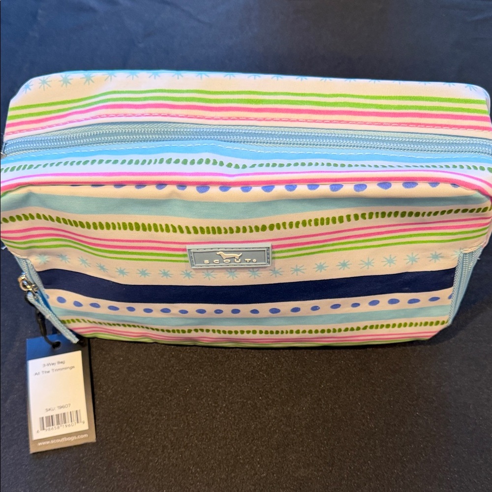 SCOUT - 3 Way Toiletry Bag - All The Trimmings - Coated Cotton 10.75 x 5.5 x 4”